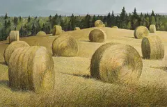 Field (The Mates) by Thomas de Vany Forrestall, 1990, egg tempera on board, sold Jun 2023