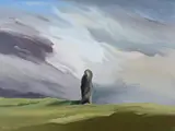 Standing Stone, Clifden, Ireland by Toni Onley, 1999, oil on canvas, sold Jun 2023