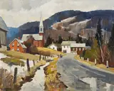 The Gatineau Valley - April by Tom Keith Roberts, 1953, oil on board, sold Jun 2023