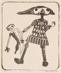 Two Dolls by Maxwell Bennett Bates, 1961, lithograph on paper, sold Jun 2023