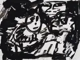 Faces by John Scott, 1985, mixed media on paper, sold Jun 2023