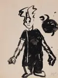 Bunny Man by John Scott, 1992, mixed media on paper, sold Jun 2023