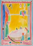 The Parrot Play by Paul Fournier, acrylic on canvas, sold Jun 2023