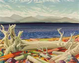 Driftwood, Sechelt, B.C. by Paul Rand, oil on canvas board, sold May 2023