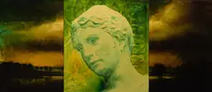Eulogy for a Planet, Dusk, to Donatello by David Bierk, mixed media on board triptych, sold May 2023