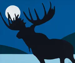 Moose Lunar by Charles Pachter, 2022, acrylic on canvas, sold May 2023