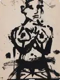 Woman / Bunny by John Scott, double-sided mixed media on paper, sold May 2023