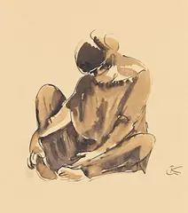 Sitzende Tänzerin by Georg Kolbe, 1916, Tuschpinsel und -feder, laviert, auf bräunlichem Papier, sold Dec 2012