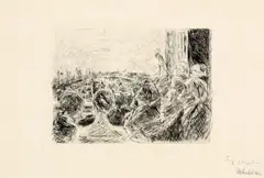 Das Konzert by Max Liebermann, 1922, Kaltnadel, vom Künstler mit Kreide in Schwarz überarbeitet, auf festem Velin, sold Jun 2012