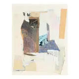 Collage by Edith London, Mixed media collage of fabric and paper on paper, sold Jul 2025