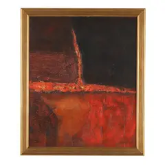 Abstract Composition by Walter Thrift, Oil and mixed media on panel, sold Jul 2025