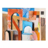 Santorini by Jillian Goldberg, Acrylic and mixed media collage on canvas, sold Jul 2025