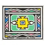 Ndebele Abstract by Esther Mahlangu, Acrylic on Masonite, sold Jul 2025