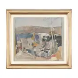 Abstract Cityscape by Lino Dinetto, Oil on canvas, sold Jul 2025