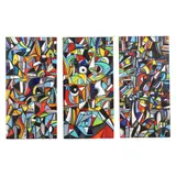 DMC Triptych by Amaechi Raphael Okigbo, Mixed media on hardboard, sold Jul 2025