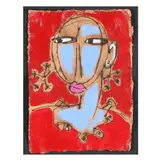 Lady in Red by Ellie Ali, Mixed media on paper, sold Jul 2025