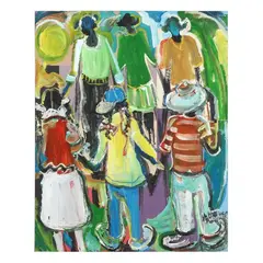 Children Holding Hands by Andrew Turner, Acrylic on mixed media assembled panel, sold Jul 2025