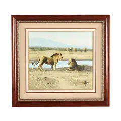 Landscape with Lions by Craig Bone, Oil on canvas, sold Jul 2025