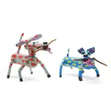 Two Folk Carved and Painted Wood Dogs by Julie Libby, Contemporary, sold Jul 2025