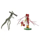 Two Folk Carved and Painted Creatures by Julie Libby, Contemporary, sold Jul 2025