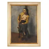 Seated Woman with Open Blouse by Frederick Lyder Frederickson, Oil on canvas, sold Jul 2025