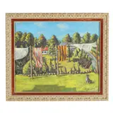 Catskills, New York Laundry Line by Rudolph Robinor, Oil on artist board, sold Jul 2025