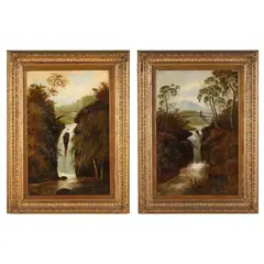 Pair of Landscapes with Waterfalls by M. Biatkowski, Oil on canvas, sold Jun 2025