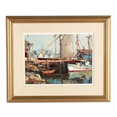 Drying Sails - Moss Landing by Edward Norton Ward, Oil on canvas, sold Jun 2025