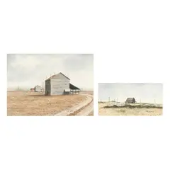 Two Barn Scenes by Cotton Ketchie, Each a watercolor on paper, sold Jun 2025