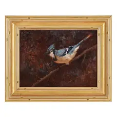 Blue Jay by Dave Merrill, Oil on masonite, sold Jun 2025