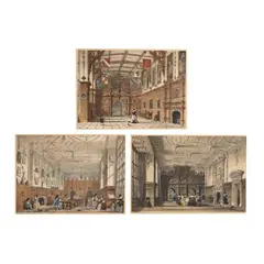 Three Framed Prints of Interiors by Joseph Nash, Each a hand colored lithograph, sold Jun 2025