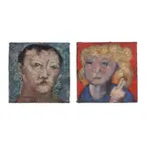 Pair of Portraits D.L. & M.B. by David Fraley, Acrylic on gesso textured canvas, sold Jun 2025