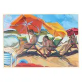 Umbrellas, Chairs, Floats by Rebecca Cohen-Briley, Oil on paper, sold Jun 2025