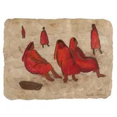 Buscando Agua by Valetta Swann, Pastel on amate paper, sold Jun 2025