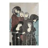 People at the Theatre by Stephen White, Woodblock print in colors and metallic on paper, sold Jun 2025