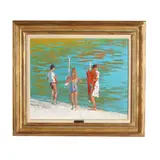 Green and Red Umbrella by Nicola Simbari, Oil on canvas, sold Jun 2025
