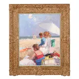 A Day at the Beach by Niek Van der Plas, Oil on masonite, sold Jun 2025