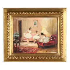 Ballerines dans le Salon by Jules Rene Herve, Oil on canvas, sold Jun 2025
