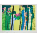 Geishas aux perroquets - 1982 by Walasse Ting, Lithographie sur papier vélin, sold Dec 2022