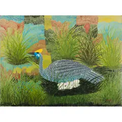 Pintade couvant by Pili Pili Mulongoy, vers 1960, Huile sur panneau, sold Apr 2023