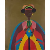 Sans titre (Portrait de femme) by M'Bor Faye, Gouache sur toile, sold Apr 2023