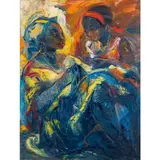 Travaux manuels by Doudou Mbemba, 2005, Huile sur toile, sold Apr 2023