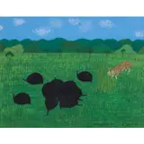 Sans titre (Scène de chasse) by Jerôme Ramedane, 1984, Gouache sur papier, sold Apr 2023