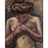 Nu de face by Othon Friesz, Huile sur panneau, sold Mar 2023