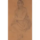 Jeune femme aux pieds nus by Léonard-Tsuguharu Foujita, 1928, Crayon noir sur papier brun, sold Mar 2023