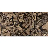 La stupeur du Cugnot by Jean Raine, 1967, Encre de Chine et lavis d'encre sur papier de coupe monté sur panneau de bois, sold Mar 2023