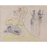 Couple enlacé by Roberto Matta, circa 1960, Crayon et pastels de couleur sur papier, sold Mar 2023