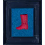 Magic boot by Roy Adzak, 1966, Technique mixte sur toile et carton dans un encadrement réalisé par l'artiste, sold Mar 2023