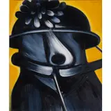Portrait au chapeau de fleurs by John Christoforou, 1981, Huile sur toile, sold Mar 2023