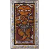 Krishna Dancing by Jamini Roy, circa 1955, Gouache sur feuilles de plames tressées, sold Mar 2023